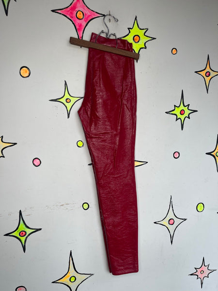 A'X Armani Exchange Red Glossy Vinyl Pants Red Faux Leather Vixen Rockstar XS