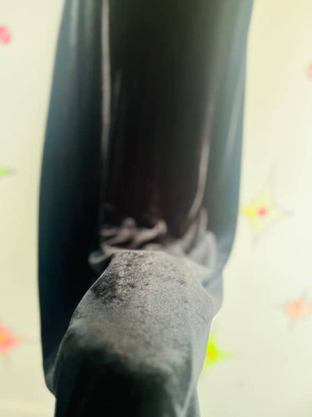 Vintage 90s Black Velvet Maxi Dress w/ Sheer Sleeves – Fairy Grunge Goth – L