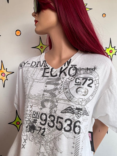 Y2K Ecko Graphic Tee Streetwear T-Shirt Skater Grunge Graffiti Print XL+