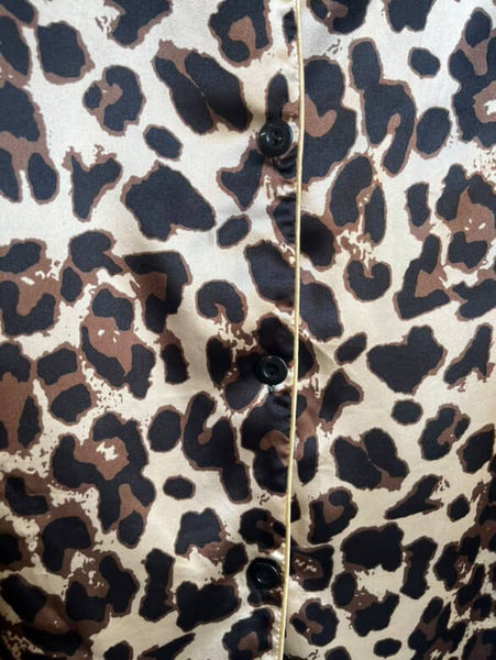 Vintage 90s Sheer Leopard Robe or Mini Dress | Pin-Up Lounge Glam Sleepwear | S