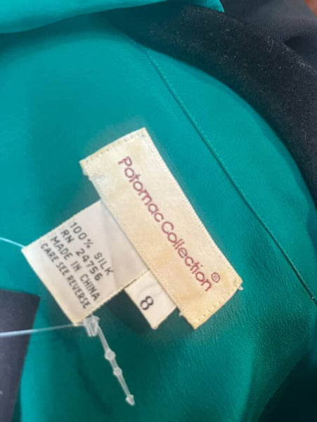 Vintage 80s 90s Emerald Green 100% Silk Blouse | Classic Luxe Shirt | M (8)