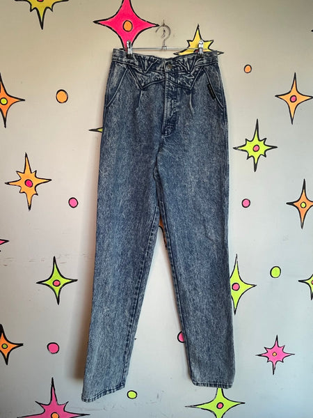 Rocky Mountain Acid Wash Jeans | 80s Western Cowboy Rodeo High Rise Denim S