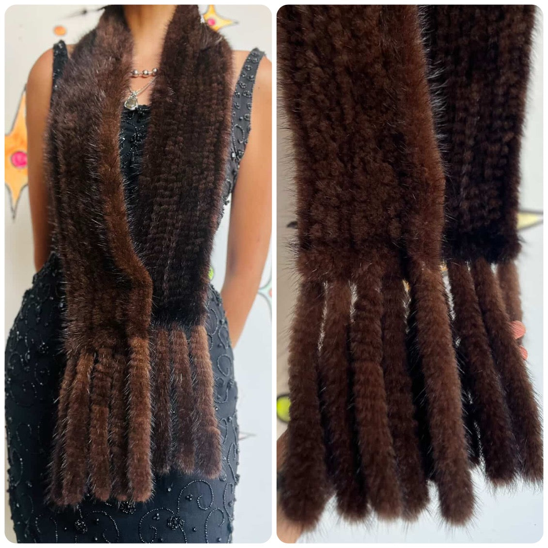 Vintage Hollywood Glam Mob Wife Mink Fur Scarf – 1950s Starlet Style