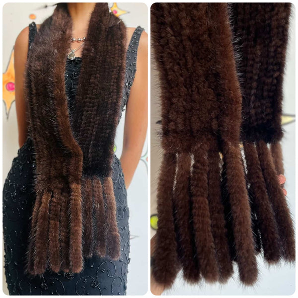 Vintage Hollywood Glam Mob Wife Mink Fur Scarf – 1950s Starlet Style