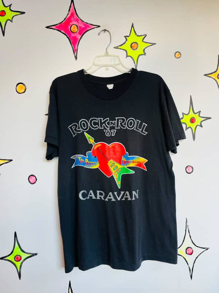 Vintage Tom Petty & The Heartbreakers Rock N Roll Caravan 1987 Tour T-Shirt - M