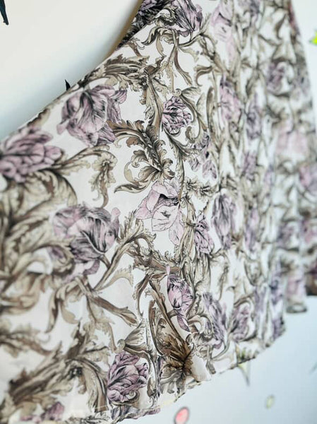 Vintage 70s White & Lilac Floral Whimsy Boho Fairy Grunge Maxi Skirt – Small