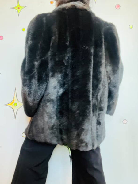 Vintage 70s 80s Chocolate Brown Faux Fur Vegan Glam Pinup Boho Grunge Coat M/L