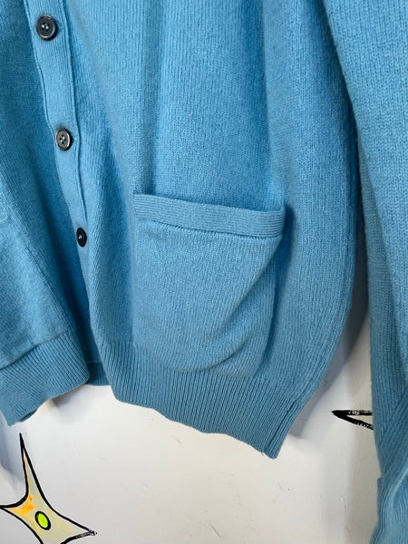 Vintage 60s 70s Lambswool Cardigan ' Mr Rogers Style Soft Knit Sweater - L