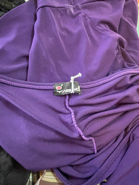 Purple Y2K Off The Shoulder Top Indie Sleaze Glam Stretchy Tunic Top XL