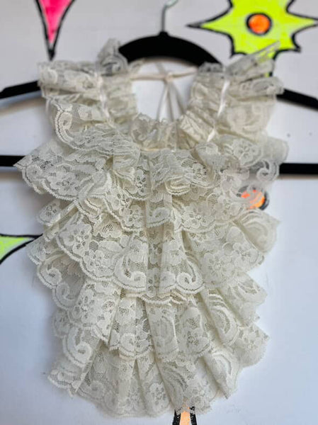 Vintage Off-White Lace Ruffle Neck Tie Pirate Cravat | Victorian Edwardian