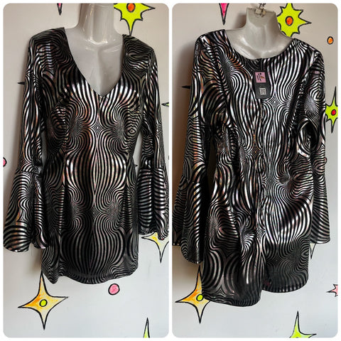 Vintage 90s Y2K does 60s | Psychedelic Disco Rave Mini Dress GoGo Mod | Size XL