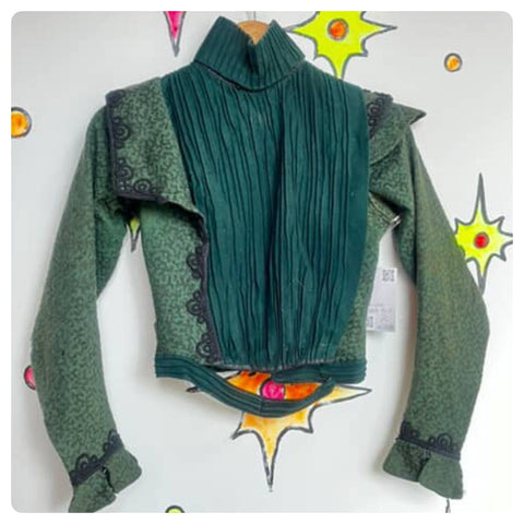 Antique 1890s Green Wool Bodice – Handmade Victorian Era Top – XS