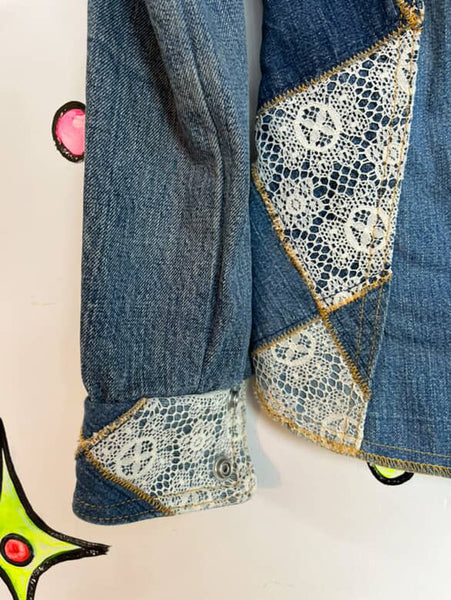 1970s Antonio Guiseppe Patchwork Denim Jacket & Pants Set – Rare Vintage - Small