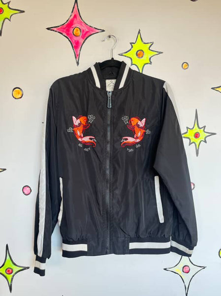 Vintage Y2K Satin Embroidered Fairy Grunge Bomber | Japanese Souvenir Jacket | L