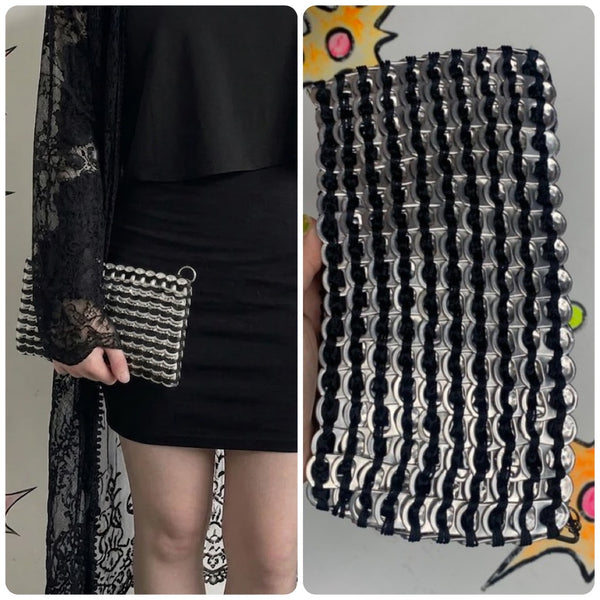 Vintage Eco Chic Pop Can Clutch Purse Minimal Handbag Chainmail Day-to-Night Bag