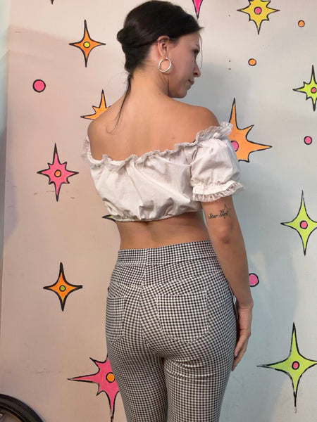 Black & White Capri Pants | Retro Mod Stretch Cropped Pants XS