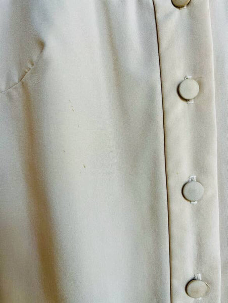 Vintage 70s Off-White Western Boho Dress | Dagger Collar | Cut-Outs | Size M