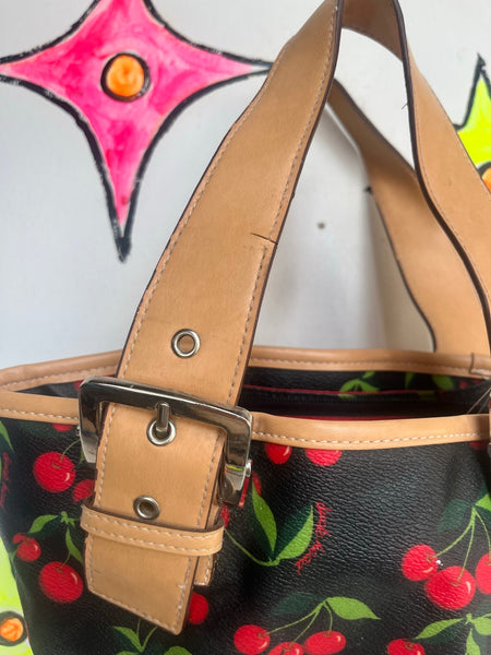 Vintage Kawaii 90s Y2K Black Cherries Mini Purse Duck Head Vinyl Shoulder Bag