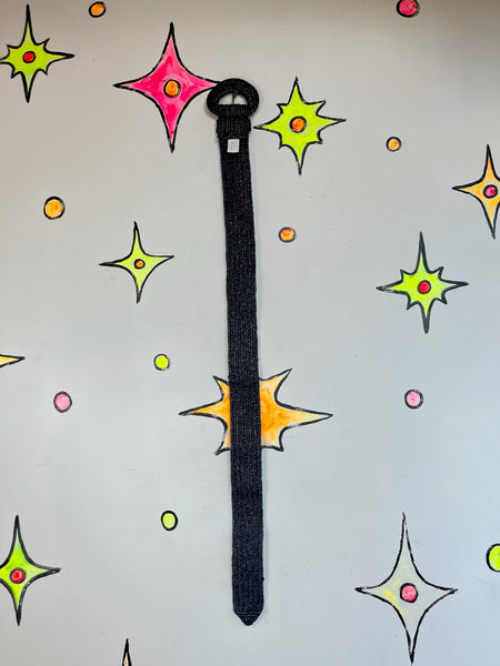 Vintage 1980s Black Woven Raffia Waist Cincher Belt – Whimsy Goth – One Size