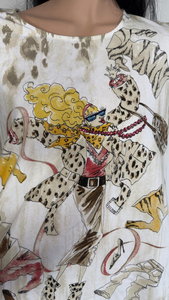 Y2K Graphic Tee Shopaholic Fairy Grunge Novelty Shirt 2000s Stretch Top M/L