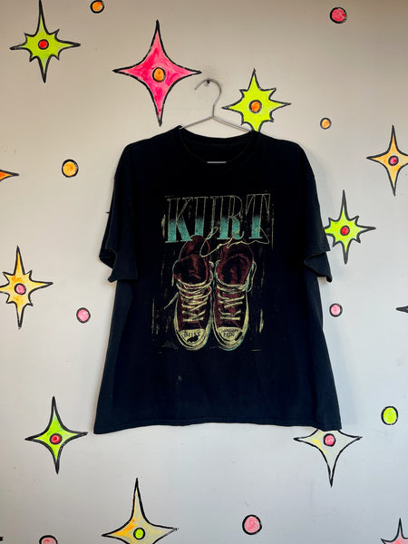 Vintage 90s Nirvana Kurt Cobain Grunge Band Tee | Y2K Black Concert T Shirt | XL