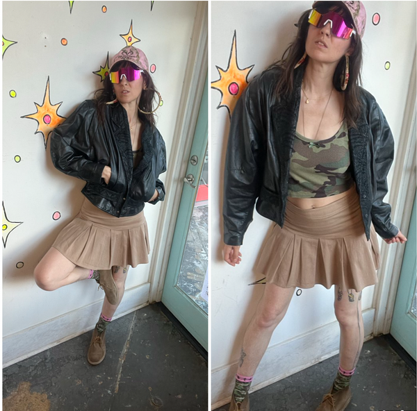 Vintage 80s Black Leather Dolman Jacket Cropped Statement Coat M