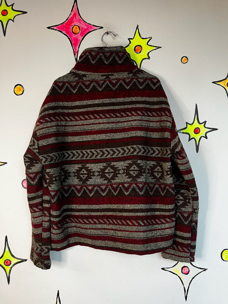 Vintage Southwestern Aztec Coat / Jacket – 90s Boho Tribal Style – Size M