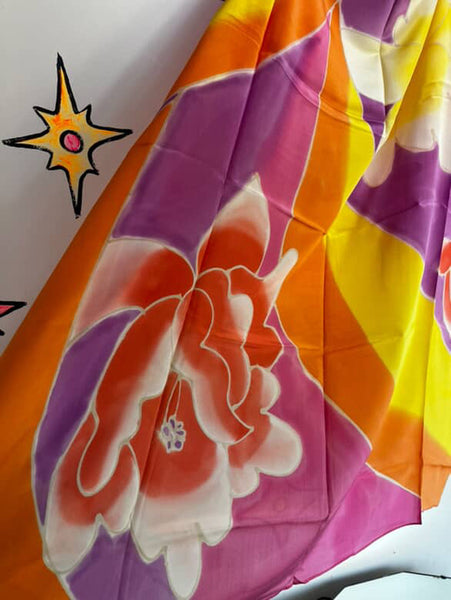 Vintage 70s | Oscar De La Renta MOD Psychedelic Boho Purple Polka Dot Silk Scarf