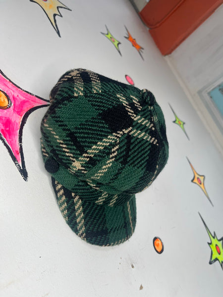 Green Plaid Mod Moto Cap David & Young Fairy Grunge Newsboy Hat