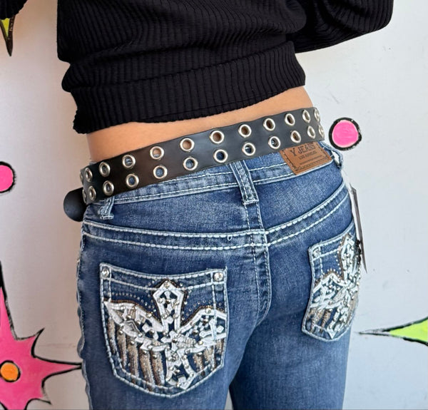 Y2K Grommet Belt | Goth Punk Grunge Double Hole Statement Belt