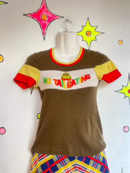 Vintage 70s “No Tailgating” Retro Ringer Tee - Retro - Child Size L - Women's S