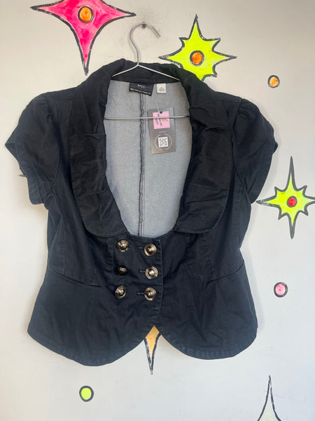Y2K Black Mini Blazer Office Siren Dark Academia Glam Indie Sleaze Mall Goth M