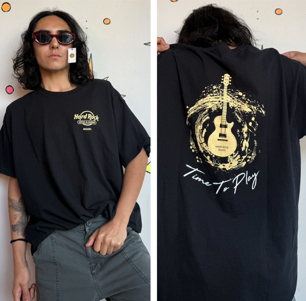 Vintage Hard Rock Biloxi T-Shirt Y2K Souvenir Rock N Roll Grunge Emo Tee L