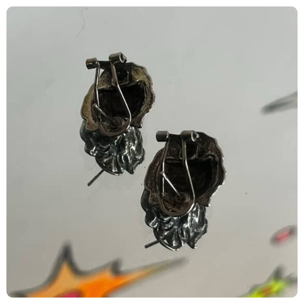 Vintage Lion Earrings - Leo Zodiac Statement Jewelry - Silver Tone