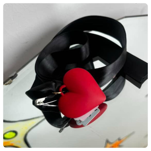 Y2K Fairy Grunge Whimsy Goth Red Heart Choker Necklace – Black Satin Ribbon