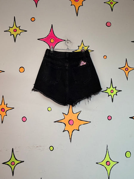 Vintage Black Denim Cutoff Shorts | High Rise Grunge Jean Shorts S