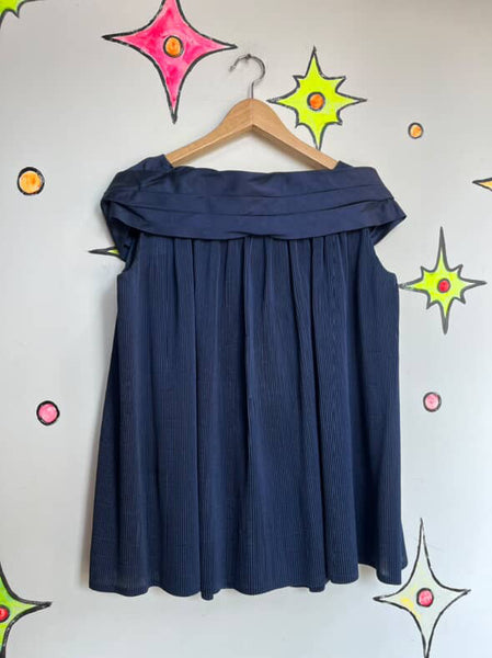 Vintage 40s-50s Navy Old Hollywood Tent Blouse - Helene Scott - Classic Glam S M