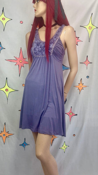 Y2K Pastel Purple Fairy Grunge Mini Dress Soprano Embellished Boho S