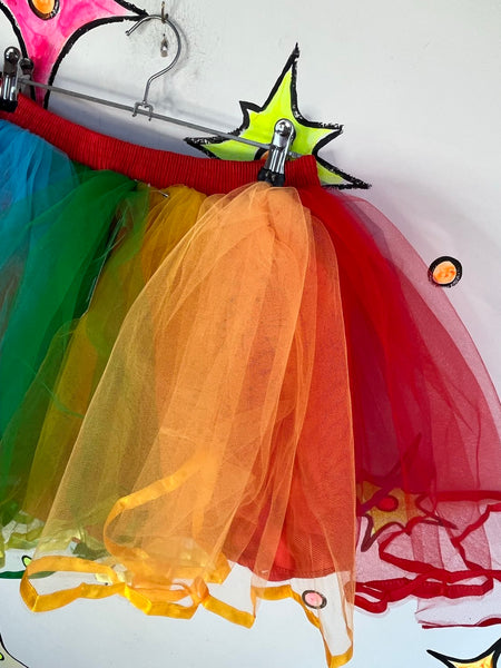Rainbow Tutu Skirt Fairycore Clowncore Pride Costume Tulle Mini Skirt One Size