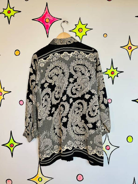 Vintage 80s Paisley Boho Fairy Grunge Whimsy Goth Flowy Blouse – XL+ Howard Wolf