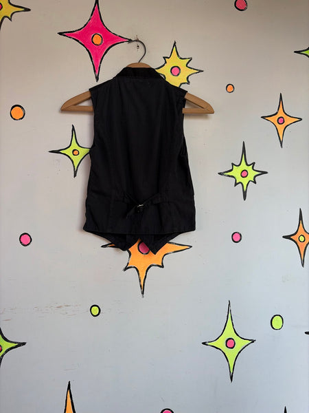 Y2K Black Tailored Suit Vest Indie Sleaze Mall Goth Minimalist Academia XS