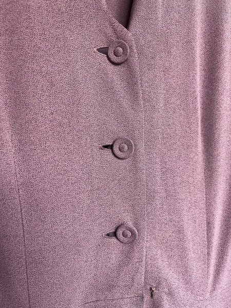 Dusty Pink 1940s Secretary Dress True Vintage Boho Grunge Historical Fashion ML