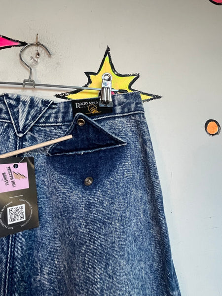 Rocky Mountain Acid Wash Jeans | 80s Western Cowboy Rodeo High Rise Denim S