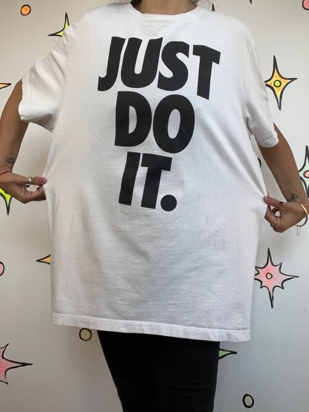Iconic 90s Nike Just Do It Vintage Tee | White Streetwear Unisex T Shirt | Size XL