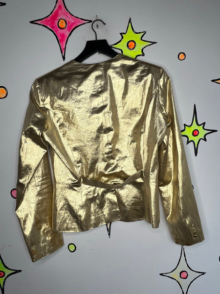 Vintage 70s/80s Metallic Gold Lame Glam Party Blazer - S/M