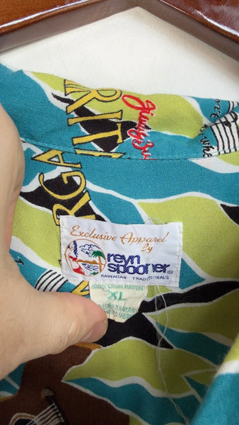 Margaritaville Hawaiian Shirt - Tropical Jimmy Buffett Tiki Aloha Button Up XL