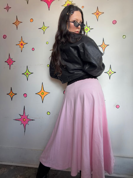 Vintage 50s Pink Poodle Skirt Rockabilly Circle Skirt Retro Sock Hop Costume - S