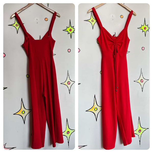 90s Y2K GUESS Cherry Red Devil Costume Jumpsuit - Flared - Boho Grunge Babe - XS