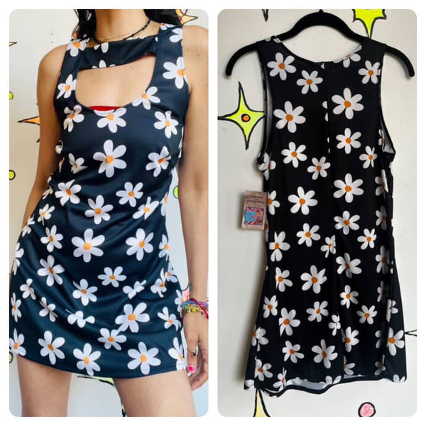 Retro 90s does 60s 70s | MOD GoGo Psychedelic Disco Mini dress | Medium