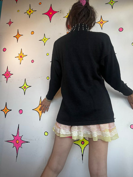 Vintage 80s Embellished Christmas Sweater Ugly Tacky Holiday X Mas Party M